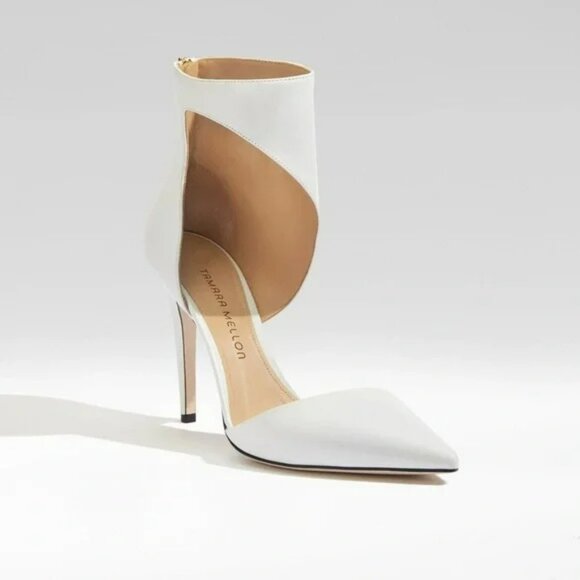 Tamara Mellon Belle Capretto White Leather Pumps - Picture 1 of 16